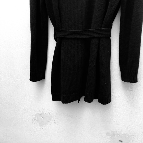 Van Heusen W Size M Long Sleeve Black Shawl Collar Open Front Cardigan Sweater - Picture 6 of 8